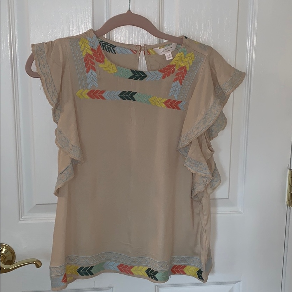 Embroidered Ruffle Top